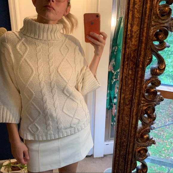 Zara Cable Knit Turtleneck boxy crop sweater Med - Picture 7 of 16